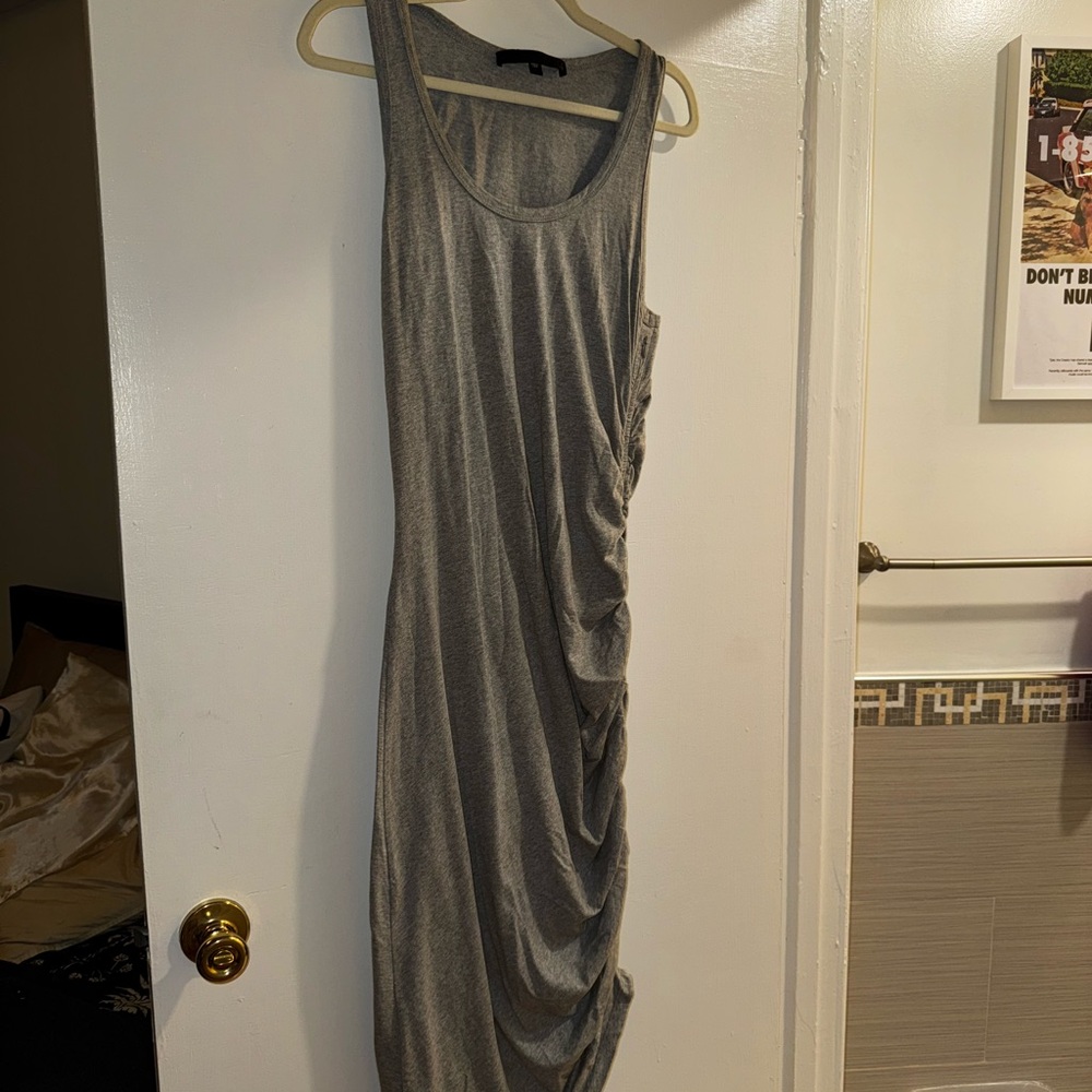Ruched Gray Sleeveless Dress